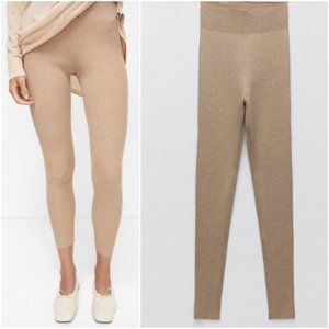 ZARA KNIT LINEN LEGGINGS WITH RIBBED ELASTIC WAIST